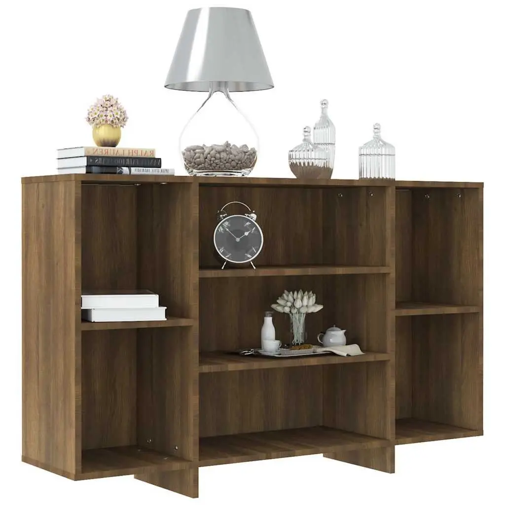 Brown Oak Sideboard with 4 Shelves