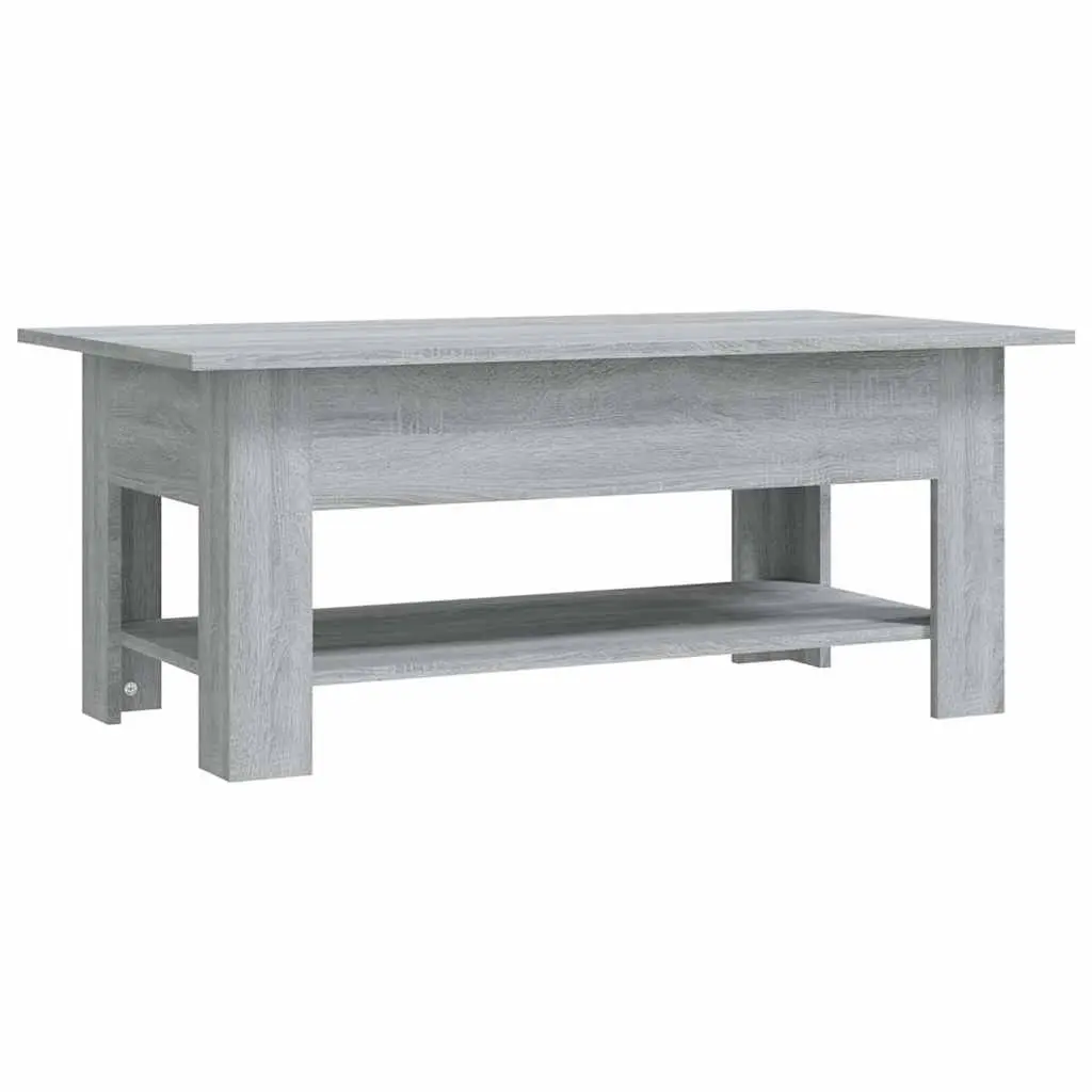 Two-Tier Grey Accent Coffee Table with Storage Shelf