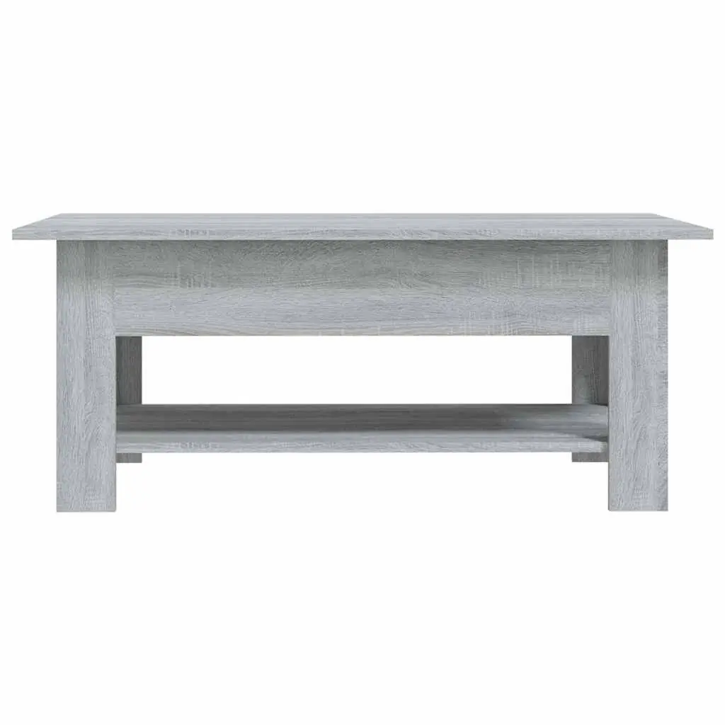 Two-Tier Grey Accent Coffee Table with Storage Shelf