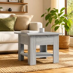 Modern Grey Coffee Table with Practical Storage Shelf