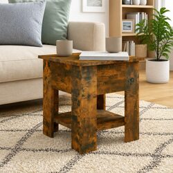 Stylish Brown Wood Coffee Table with Storage Shelf