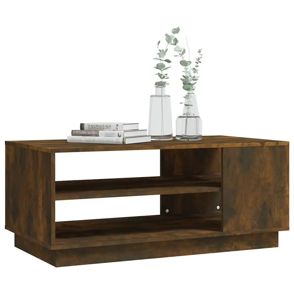 Coffee Table Modern Design Storage Shelves Brown Living Room Accent Furniture