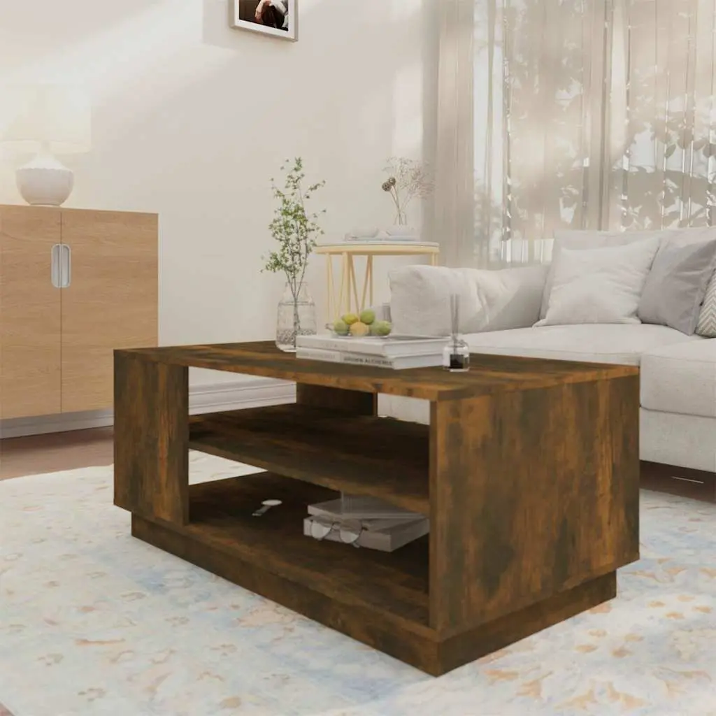 Coffee Table Modern Design Storage Shelves Brown Living Room Accent Furniture