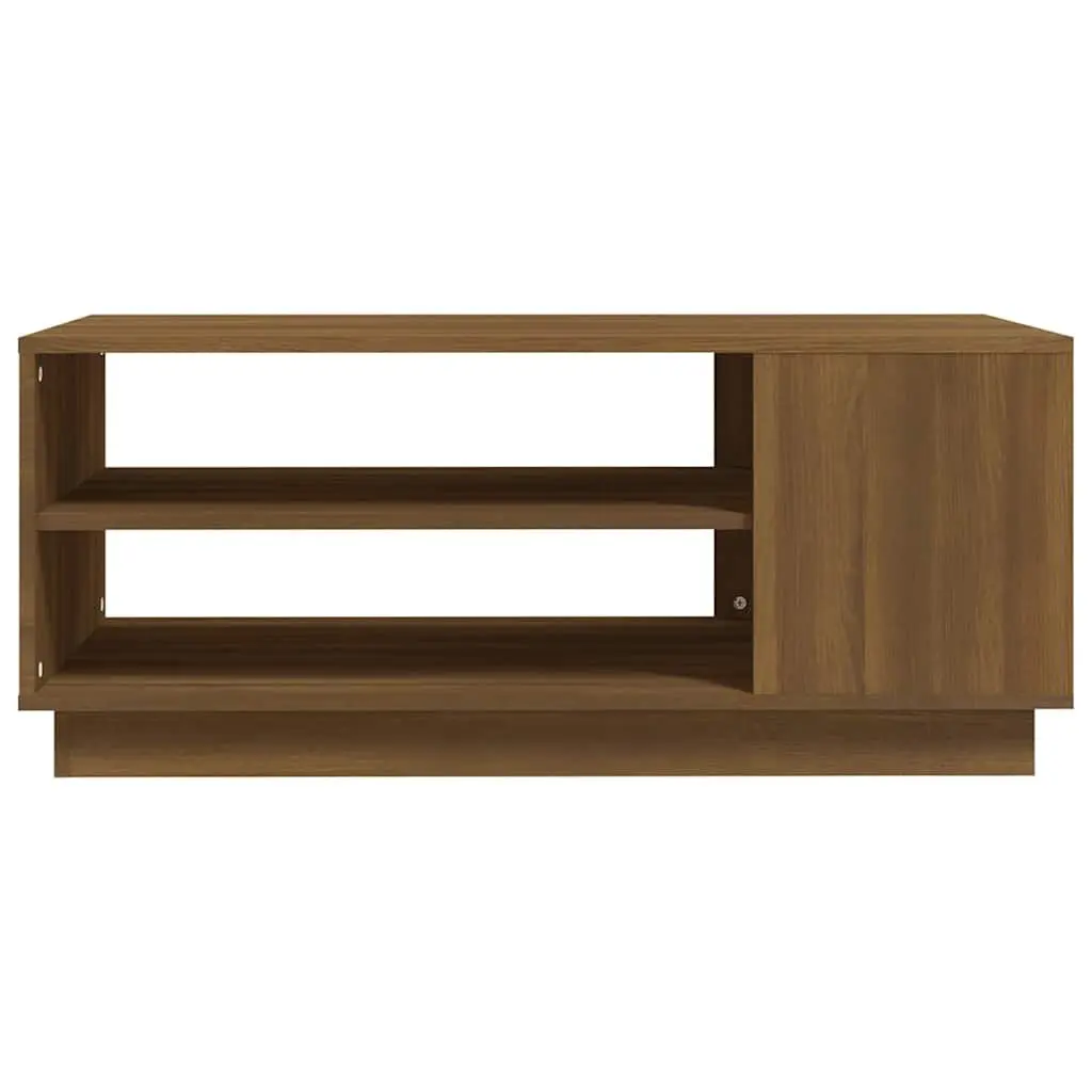 Brown Coffee Table with Storage Shelves