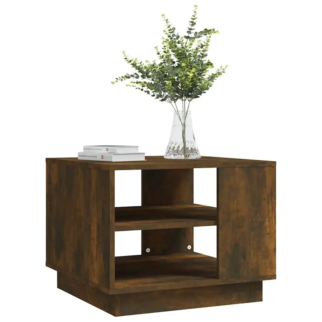 Brown Engineered Wood Coffee Table with Storage Shelves