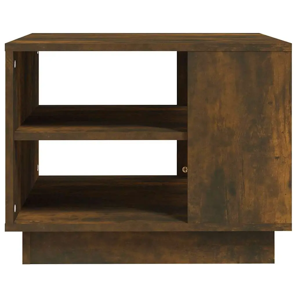 Brown Engineered Wood Coffee Table with Storage Shelves