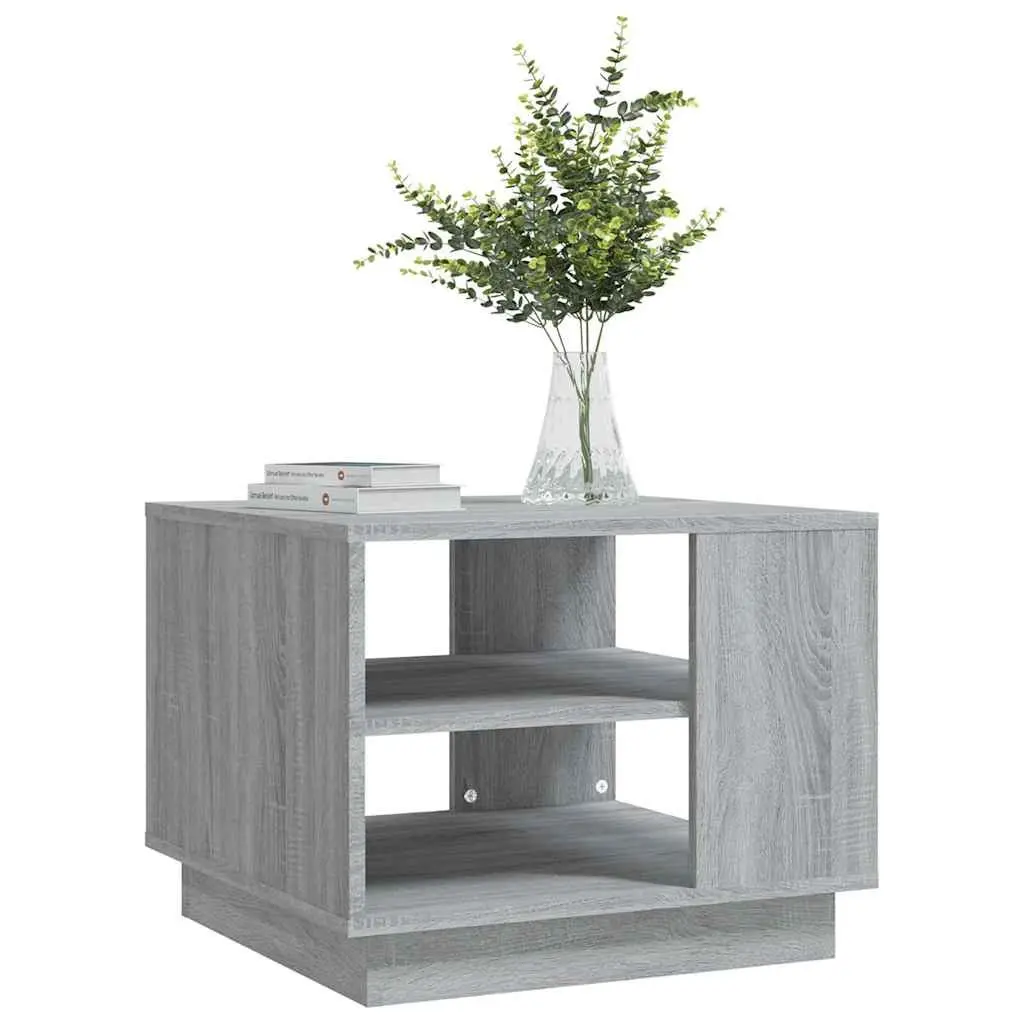 Grey Square Coffee Table with Storage Shelves