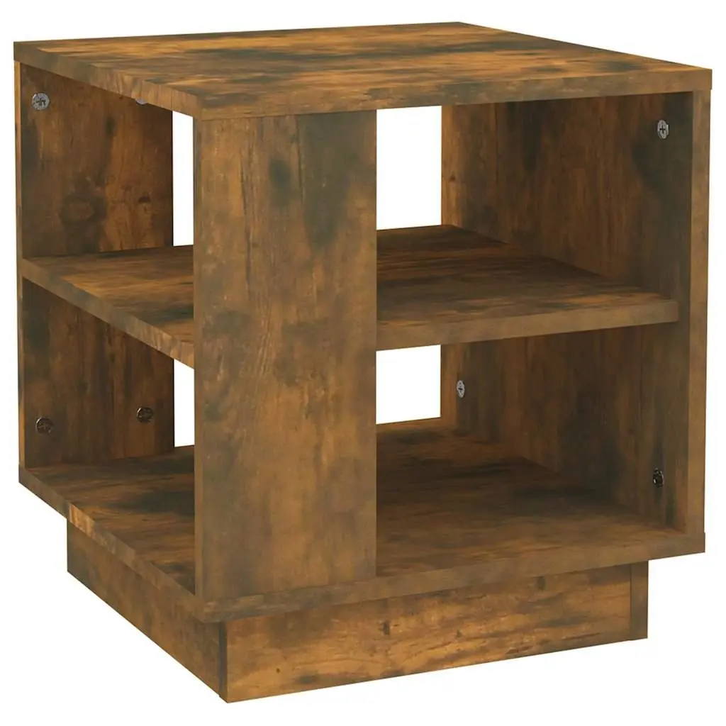 Brown Engineered Coffee Table with 2 Storage Shelves