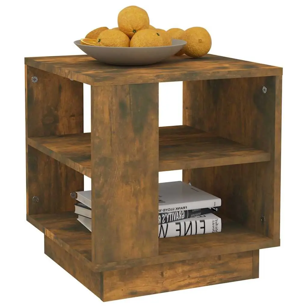 Brown Engineered Coffee Table with 2 Storage Shelves