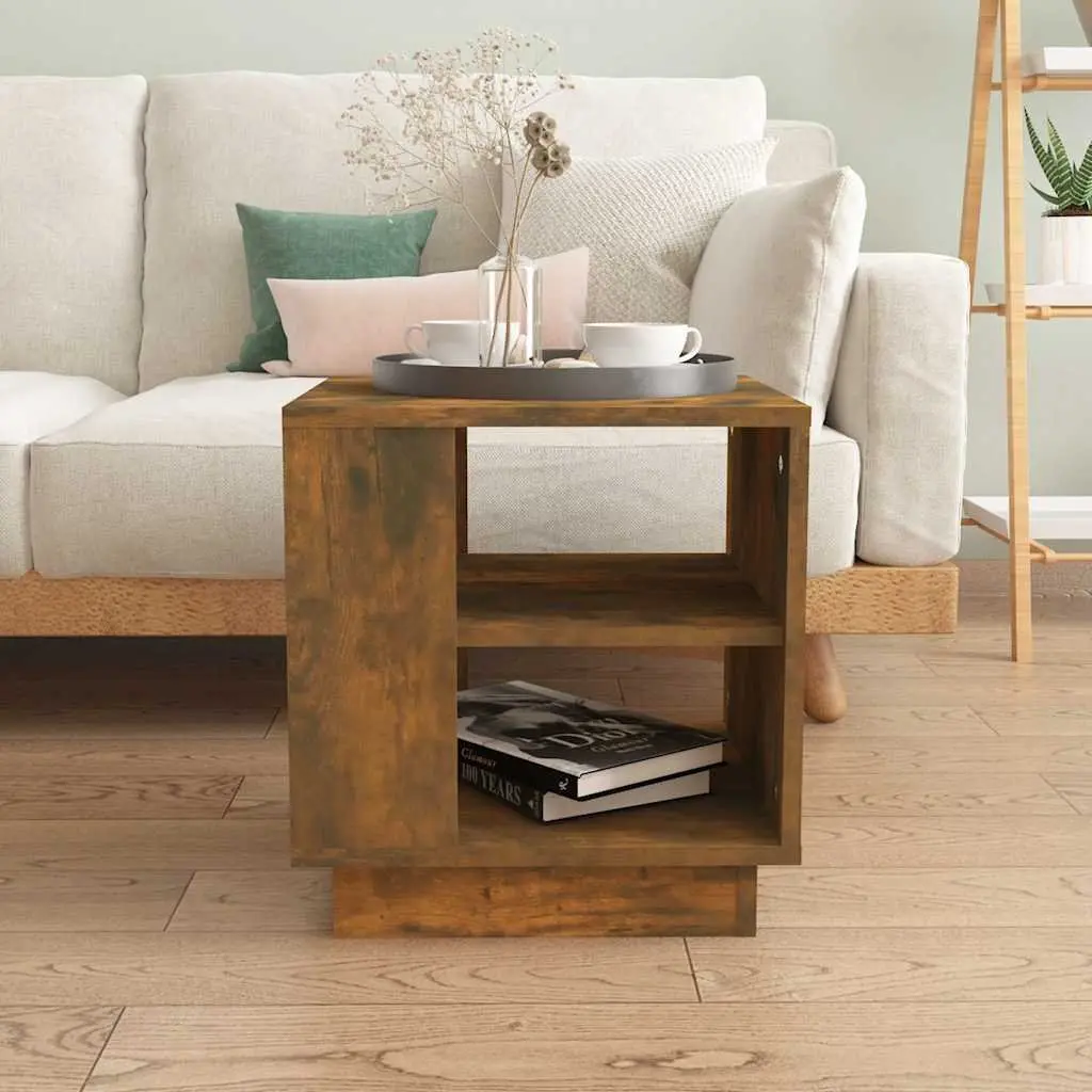 Brown Engineered Coffee Table with 2 Storage Shelves