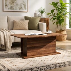 Durable Brown Oak Coffee Table for Living Rooms