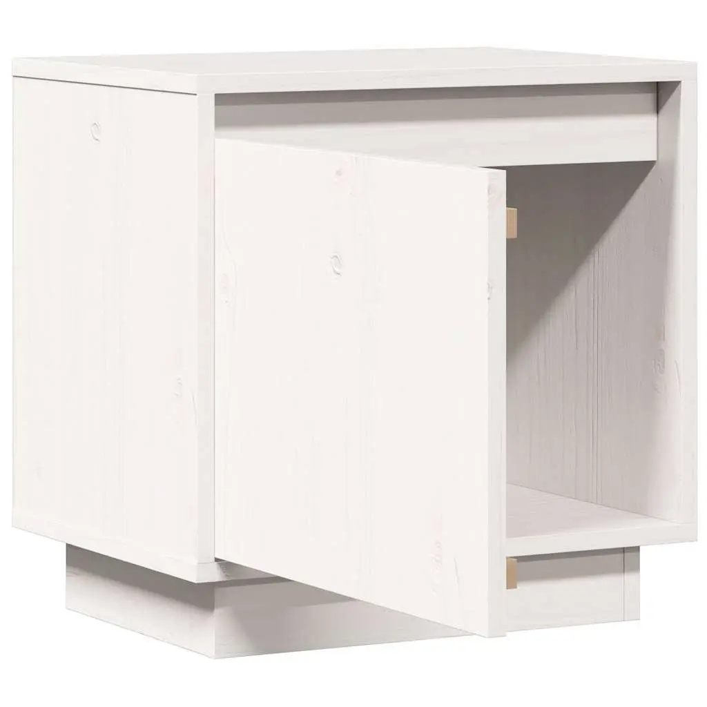 White Solid Wood Pine Bedside Cabinet for Modern Bedrooms