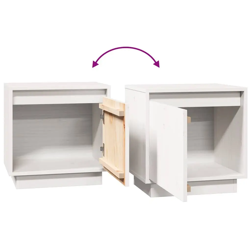 White Solid Wood Pine Bedside Cabinet for Modern Bedrooms