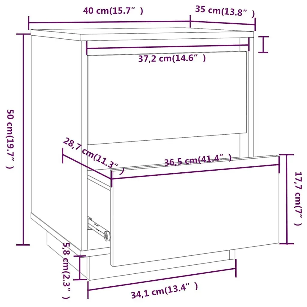 Wooden Bedside Cabinet 40x35x50cm for Storage