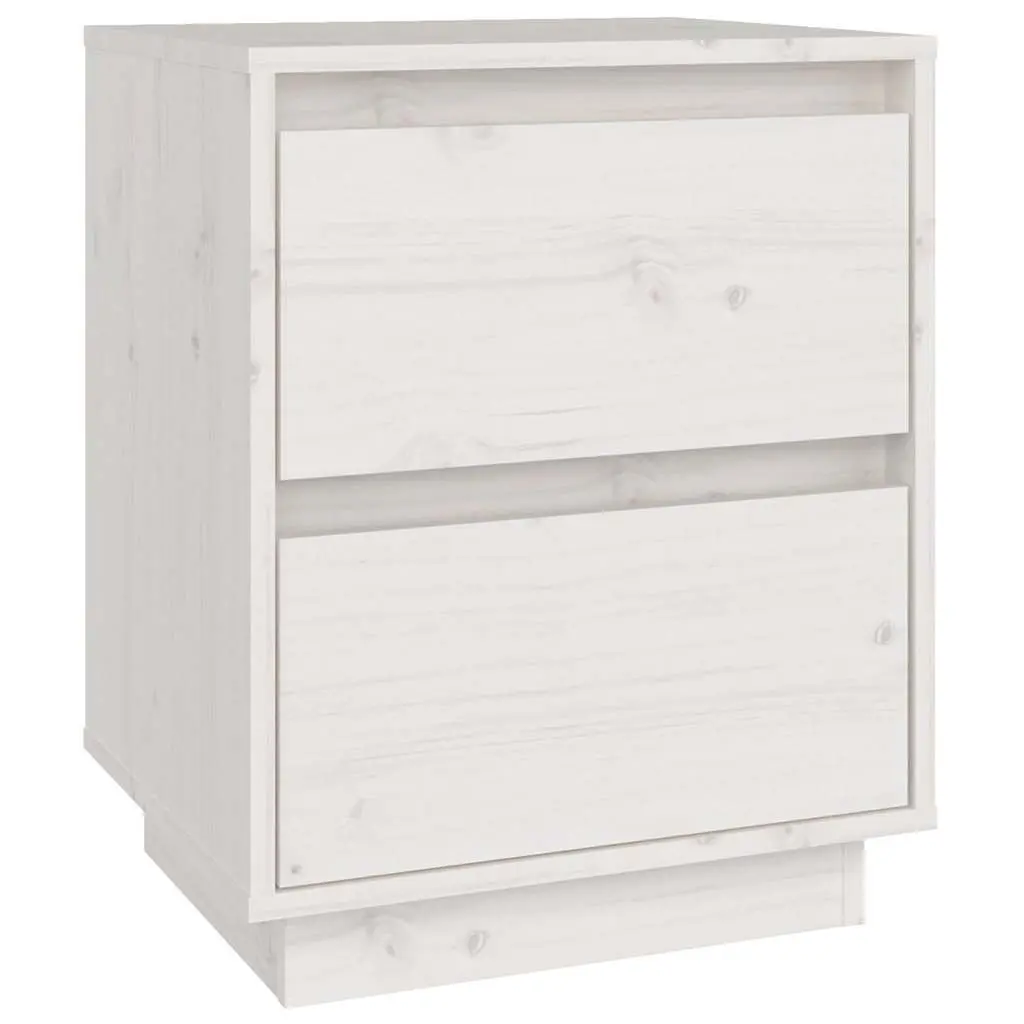 Bedside Tables Solid Pinewood 40W x 35D x 50H cm White 2 Pieces
