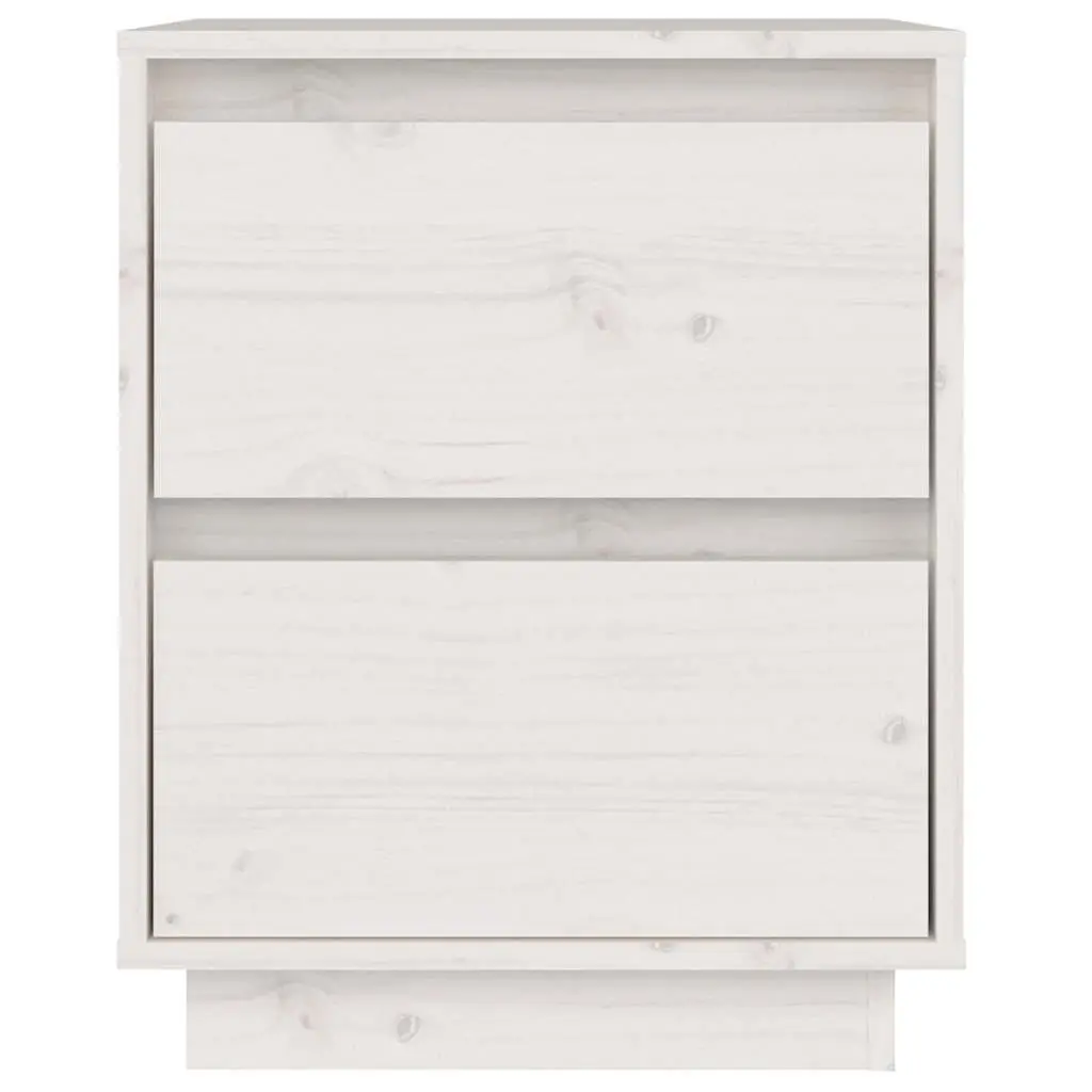 Bedside Tables Solid Pinewood 40W x 35D x 50H cm White 2 Pieces