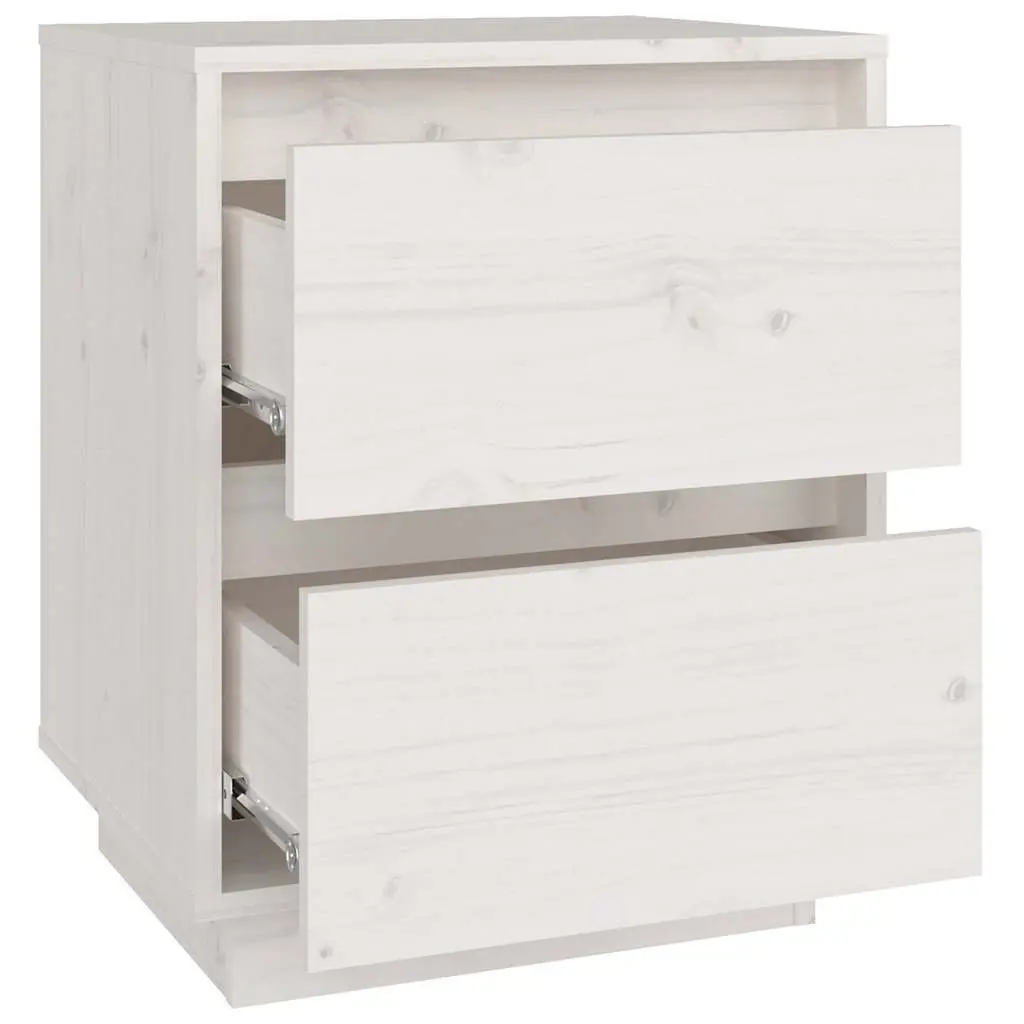Bedside Tables Solid Pinewood 40W x 35D x 50H cm White 2 Pieces