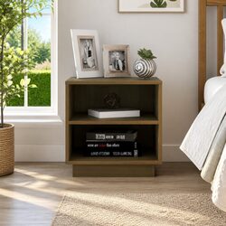 Sturdy Brown Wooden Bedside Cabinet for Bedroom Essentials
