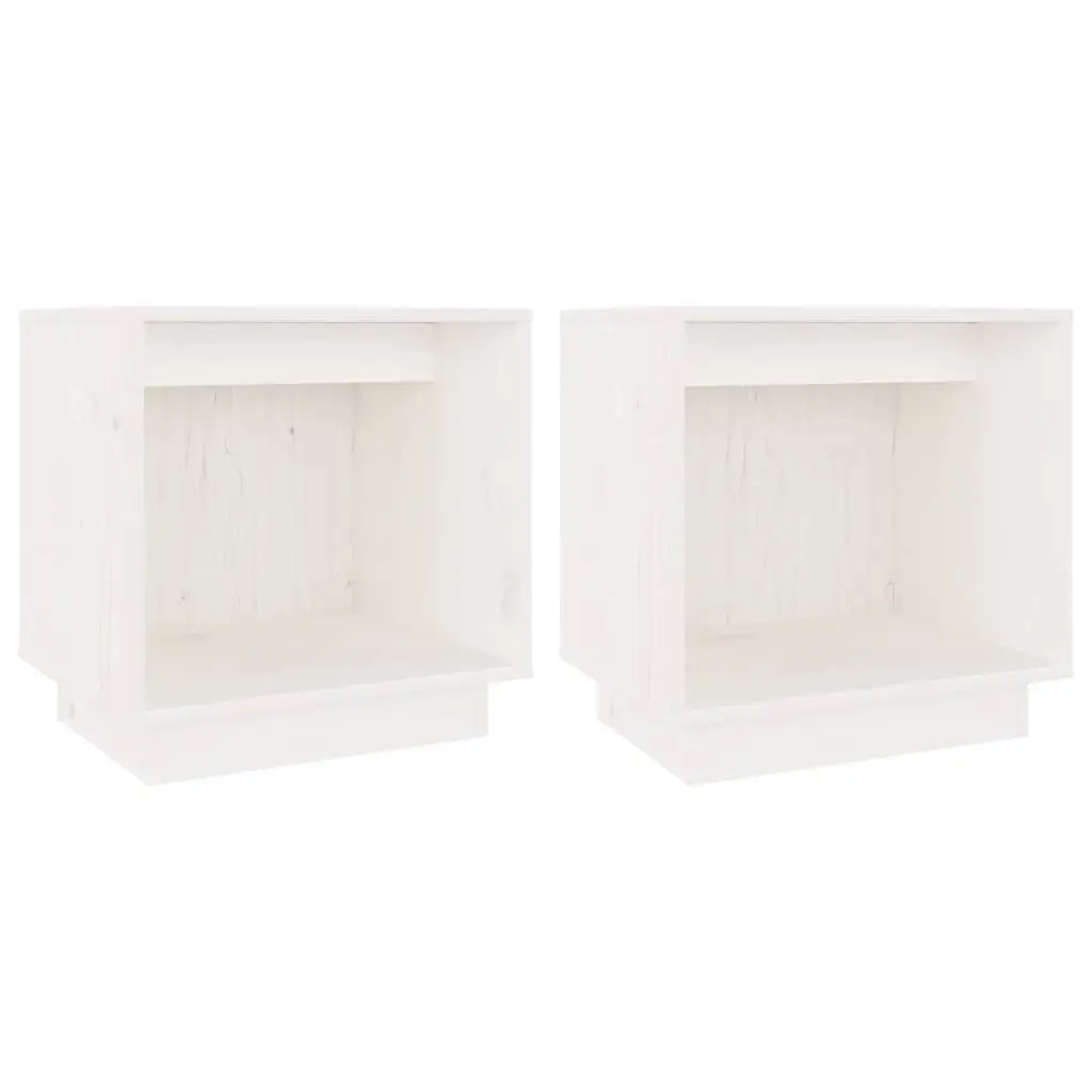 Bedside Tables Solid Pinewood 40x30x40 cm White 2 Piece