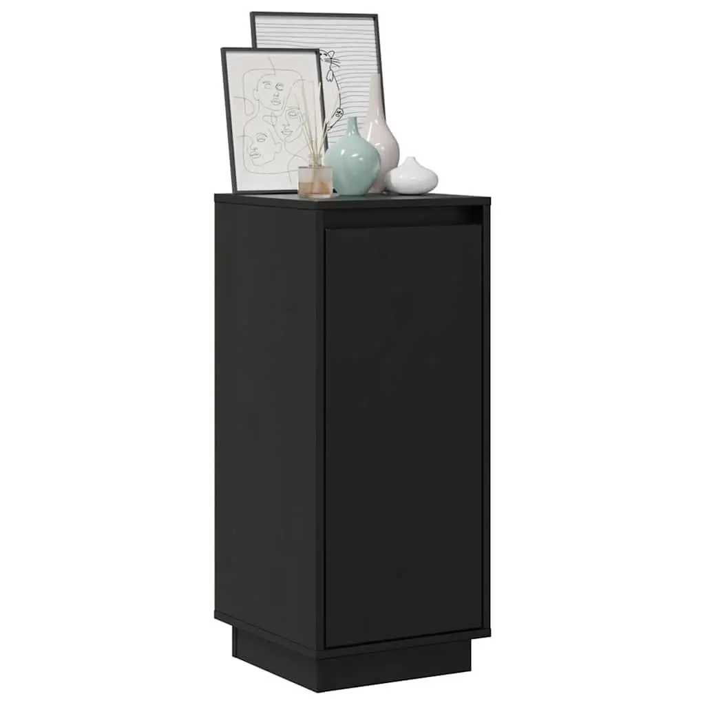 Black Solid Wood Sideboard Cabinet 31.5x34x75cm