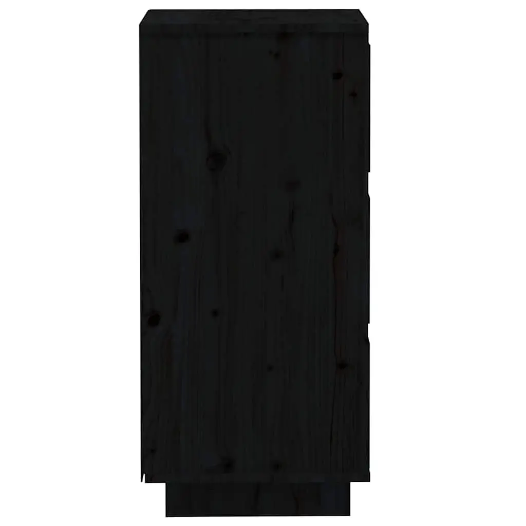 Solid Wood Sideboards 2 pcs Black Storage Cabinet Pinewood Living Room Furniture