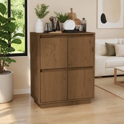 Durable Solid Wood Pine Sideboard with 4 Doors