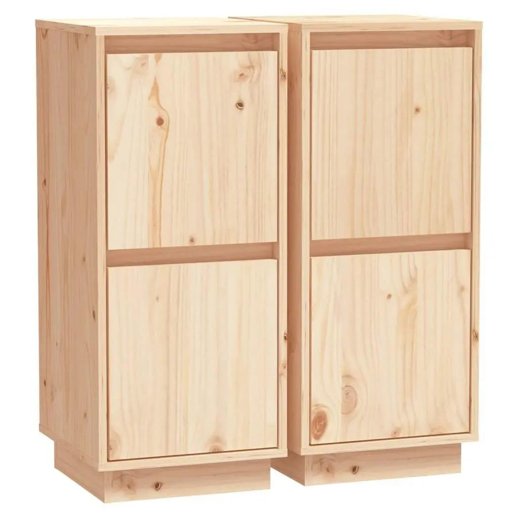 Solid Wood Pine Sideboard Cabinet with 2 Doors Storage Furniture Set Brown