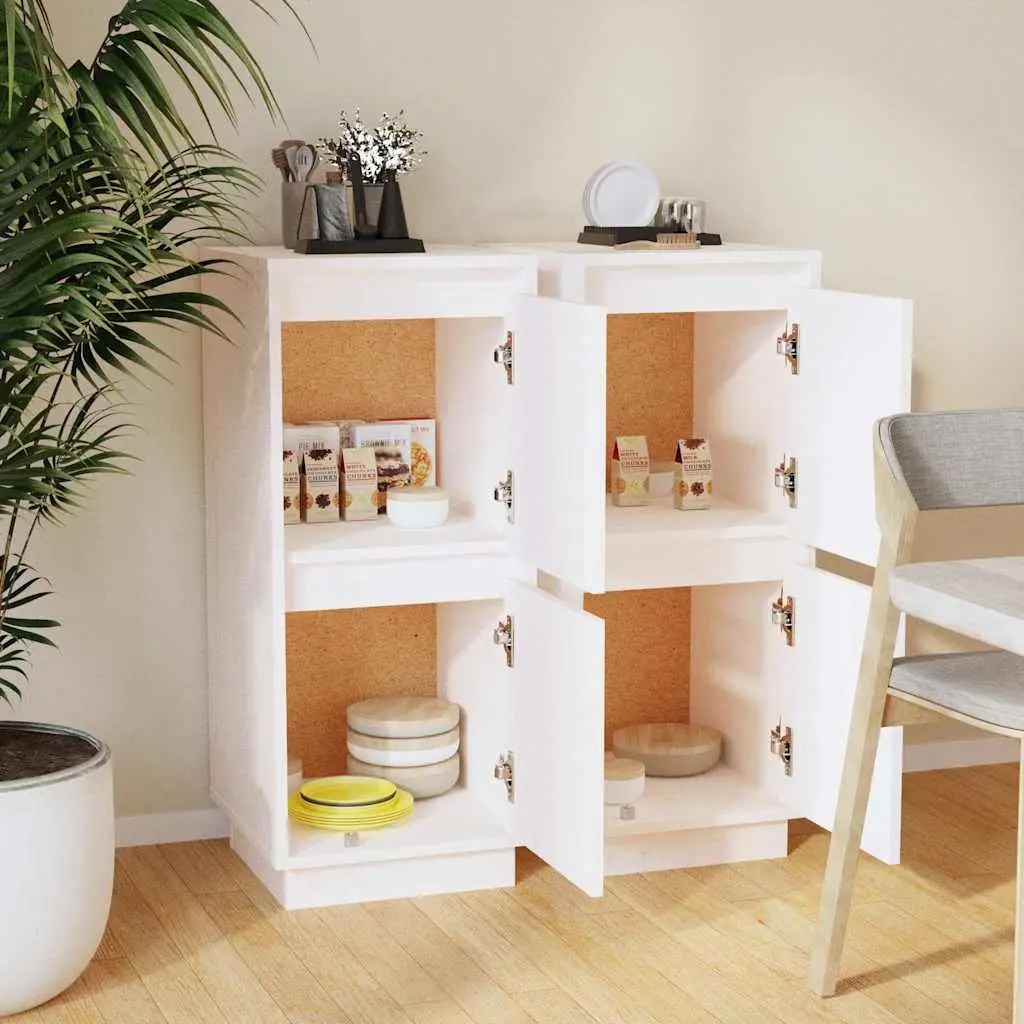Sideboard Cabinet Set of 2 in White Wood