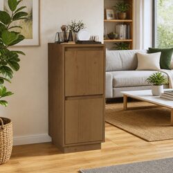 Durable Wooden Sideboard Cabinet with 2 Doors in Brown