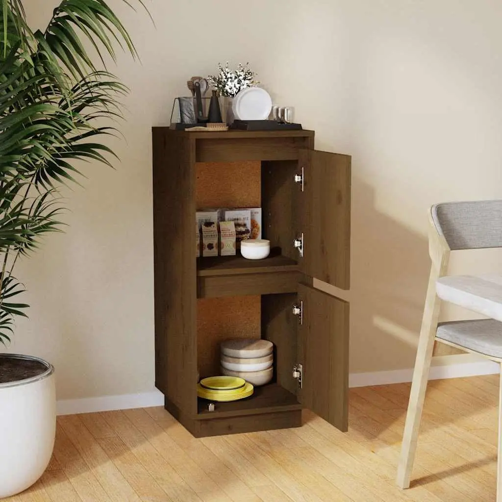 Wooden Sideboard Storage Cabinet Pine Wood 31.5W x 34D x 75H cm Brown