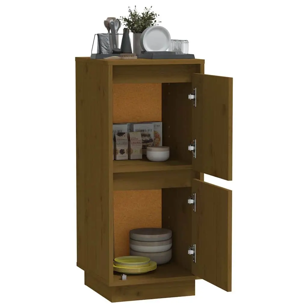 Wooden Sideboard Storage Cabinet Pine Wood 31.5W x 34D x 75H cm Brown