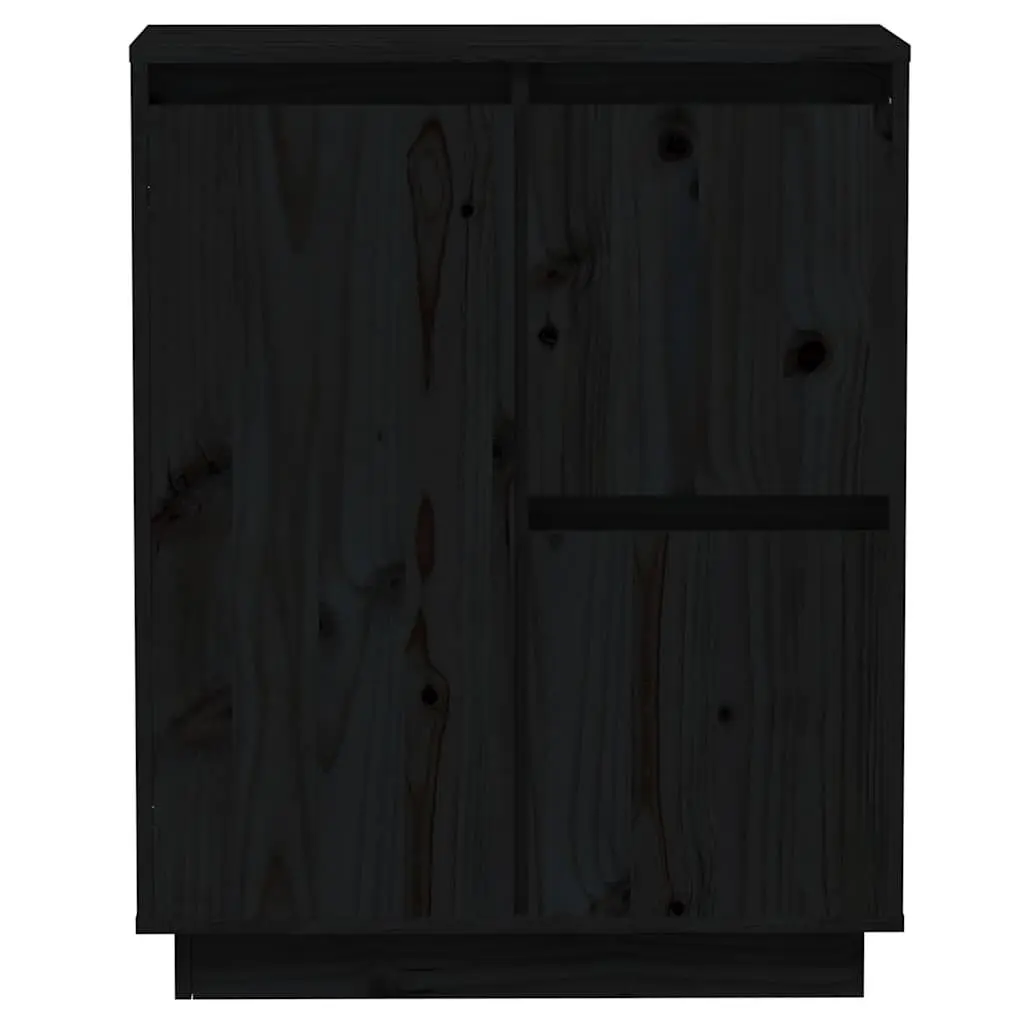 Sideboard Cabinet Solid Pine Wood 60x34x75cm Black 3 Door Storage Buffet Furniture