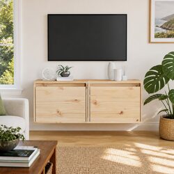 Premium Quality Brown Wall Cabinets 2 pcs 45x30x35 cm Solid Pine Wood