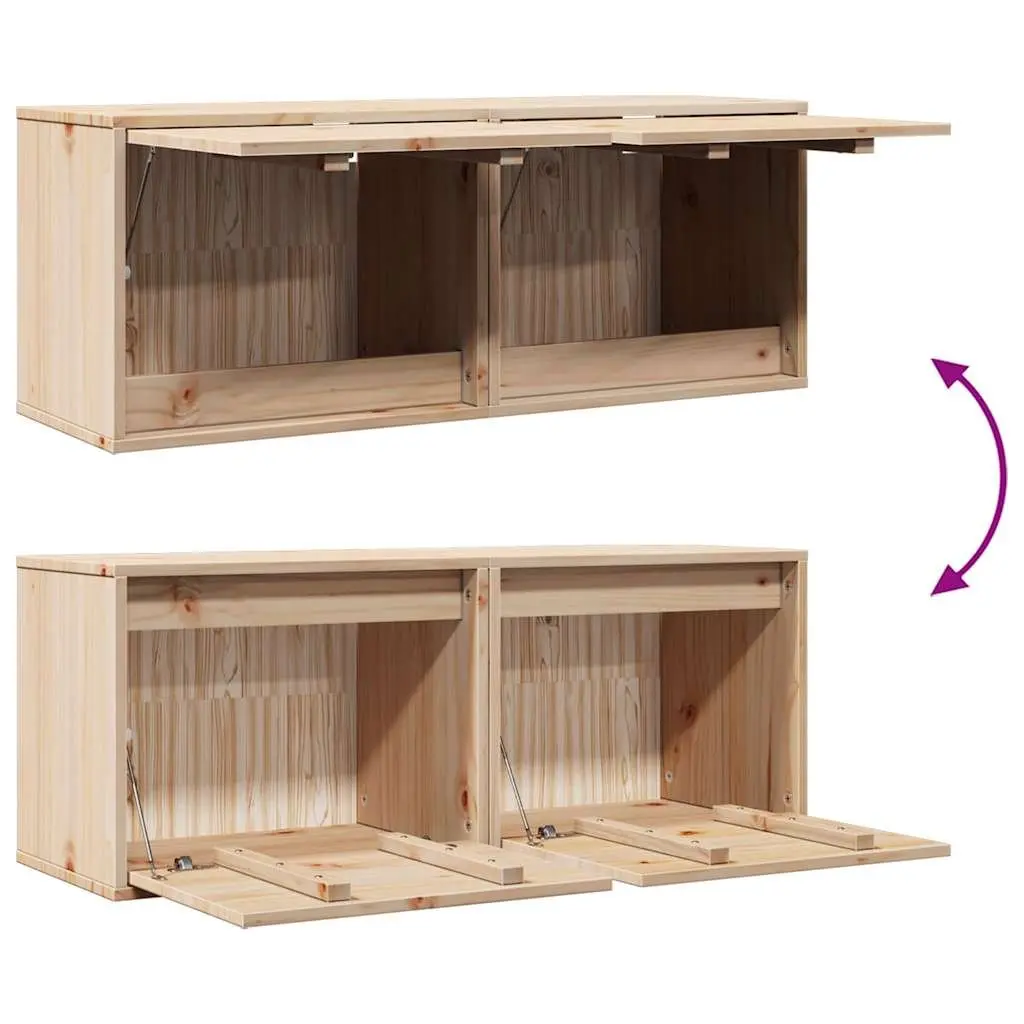 Brown Wall Cabinets 2 pcs 45x30x35 cm Solid Pine Wood