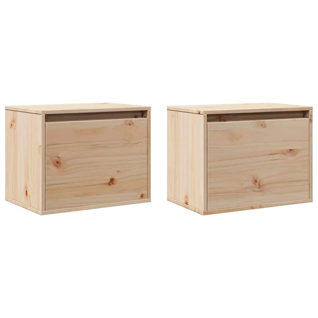 Brown Wall Cabinets 2 pcs 45x30x35 cm Solid Pine Wood