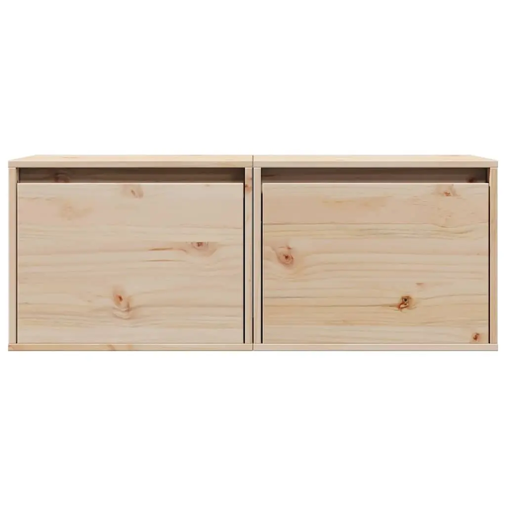 Brown Wall Cabinets 2 pcs 45x30x35 cm Solid Pine Wood