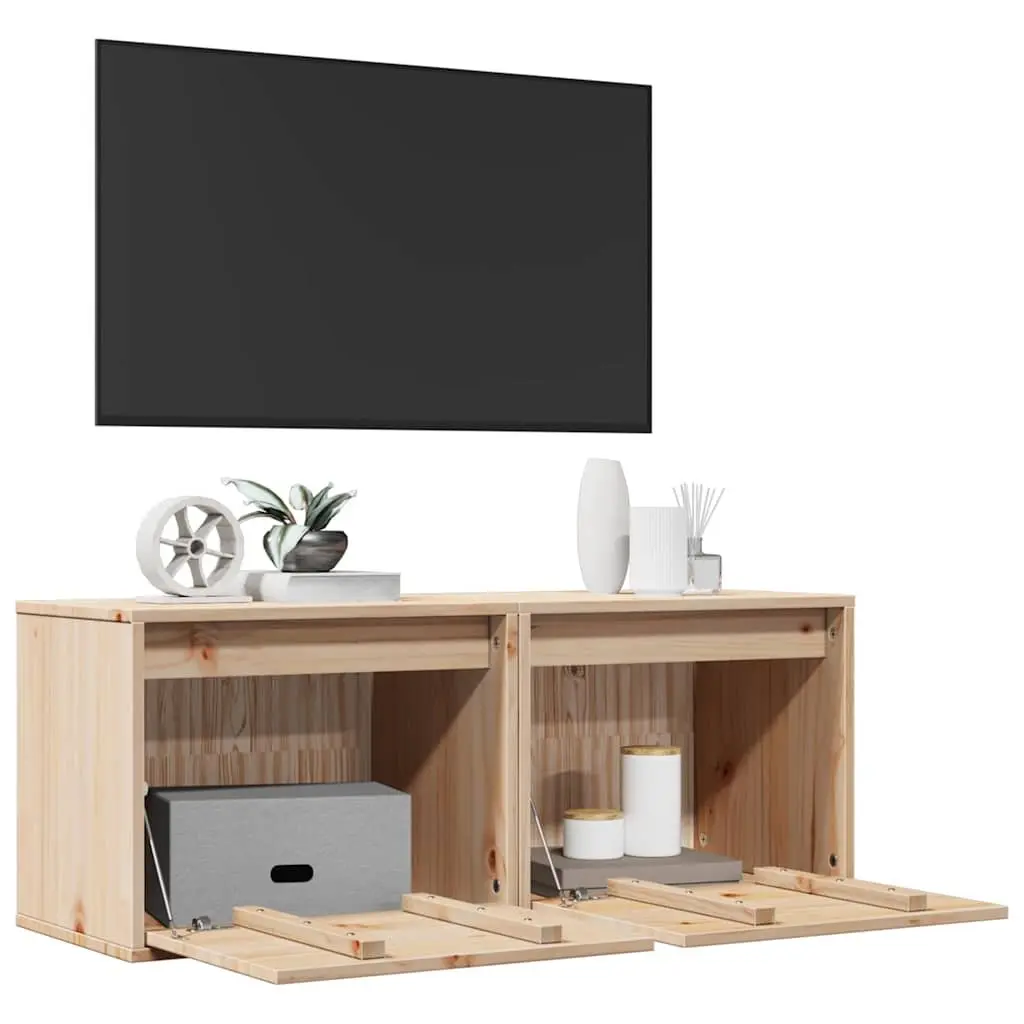 Brown Wall Cabinets 2 pcs 45x30x35 cm Solid Pine Wood