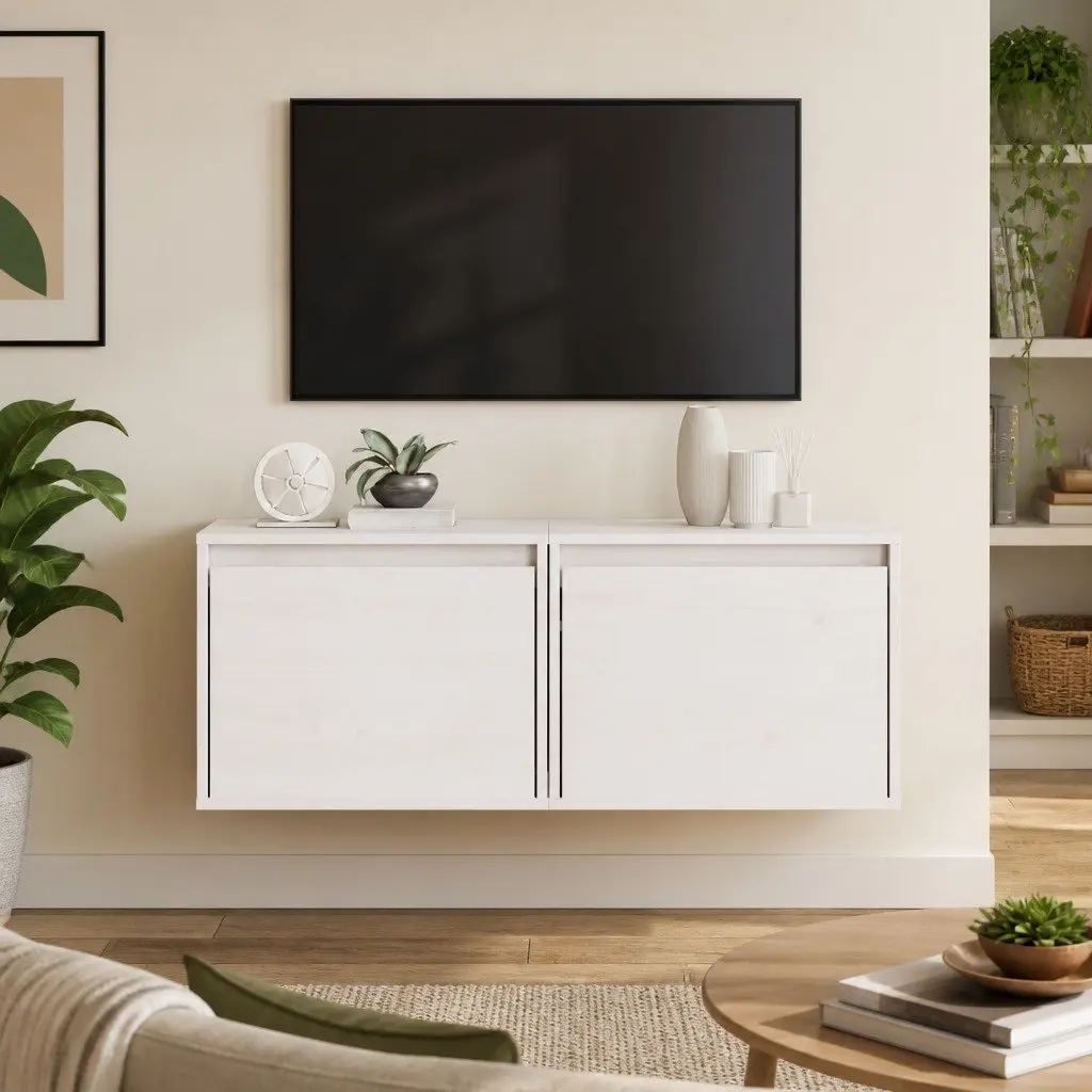 White Wall Cabinets 2 pcs 45x30x35 cm Solid Pine