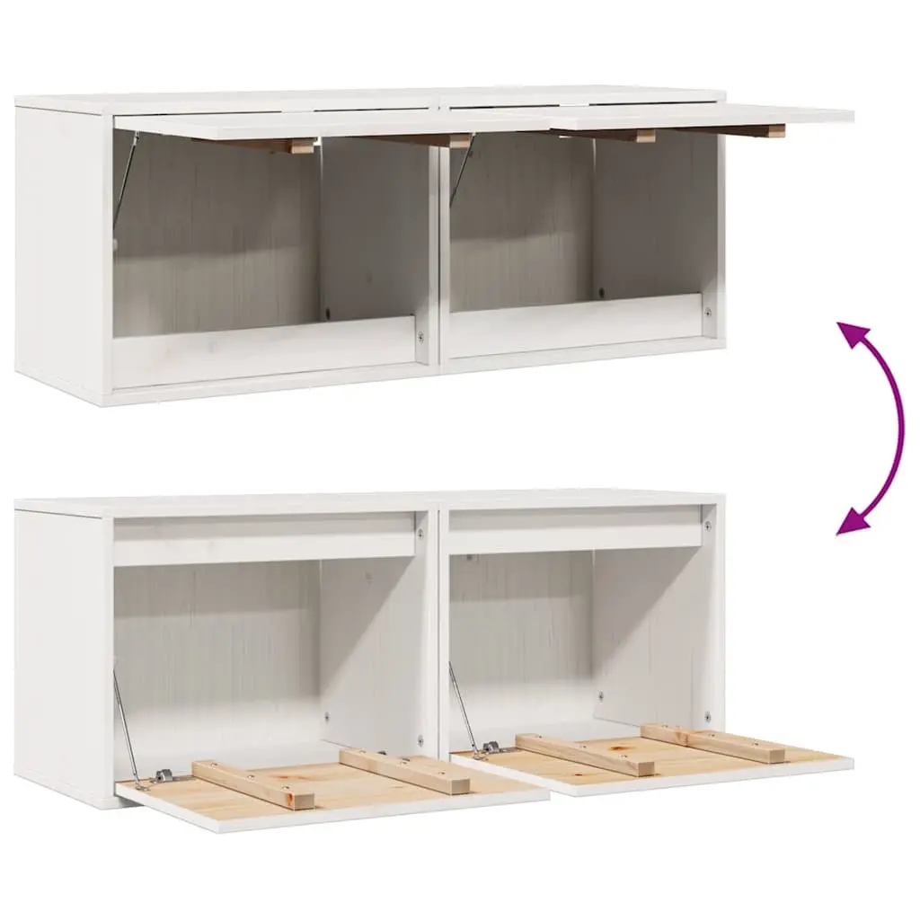 White Wall Cabinets 2 pcs 45x30x35 cm Solid Pine