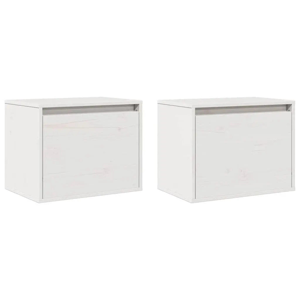 White Wall Cabinets 2 pcs 45x30x35 cm Solid Pine
