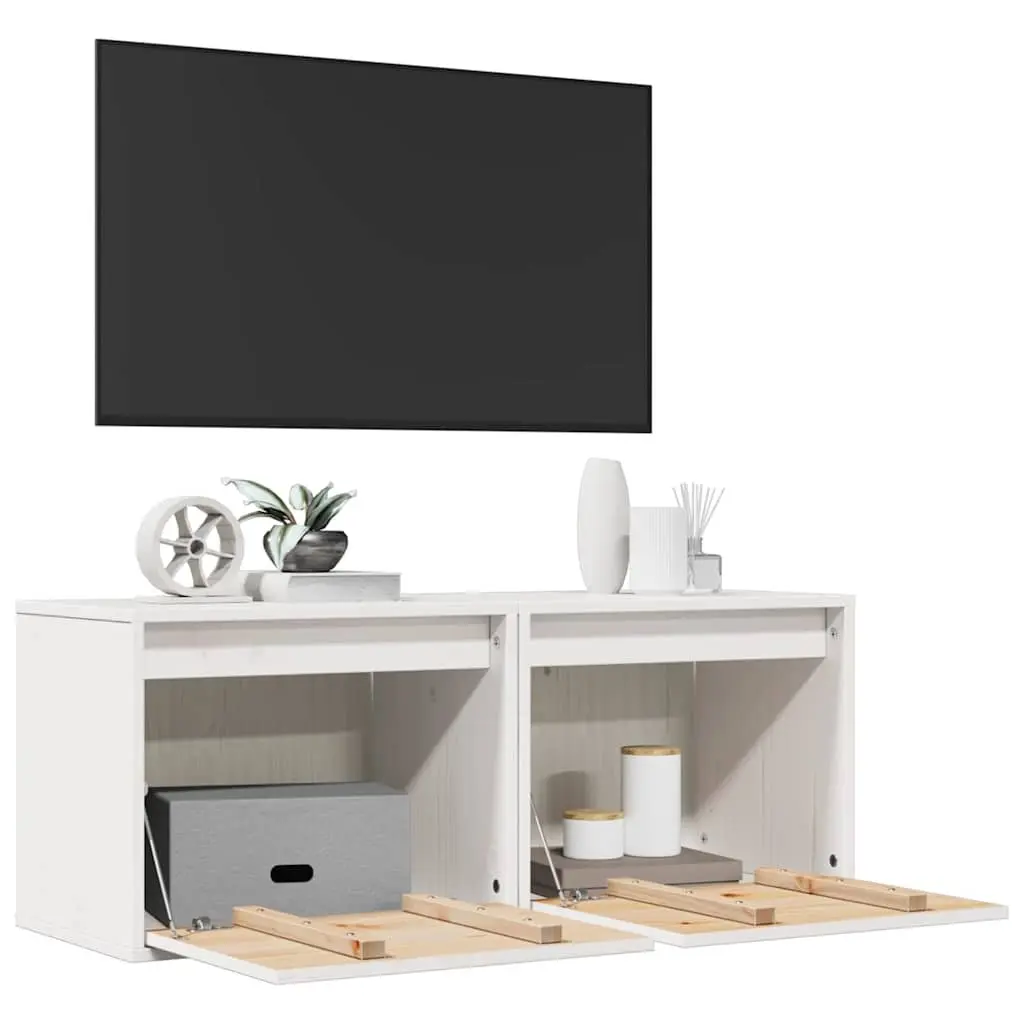 White Wall Cabinets 2 pcs 45x30x35 cm Solid Pine