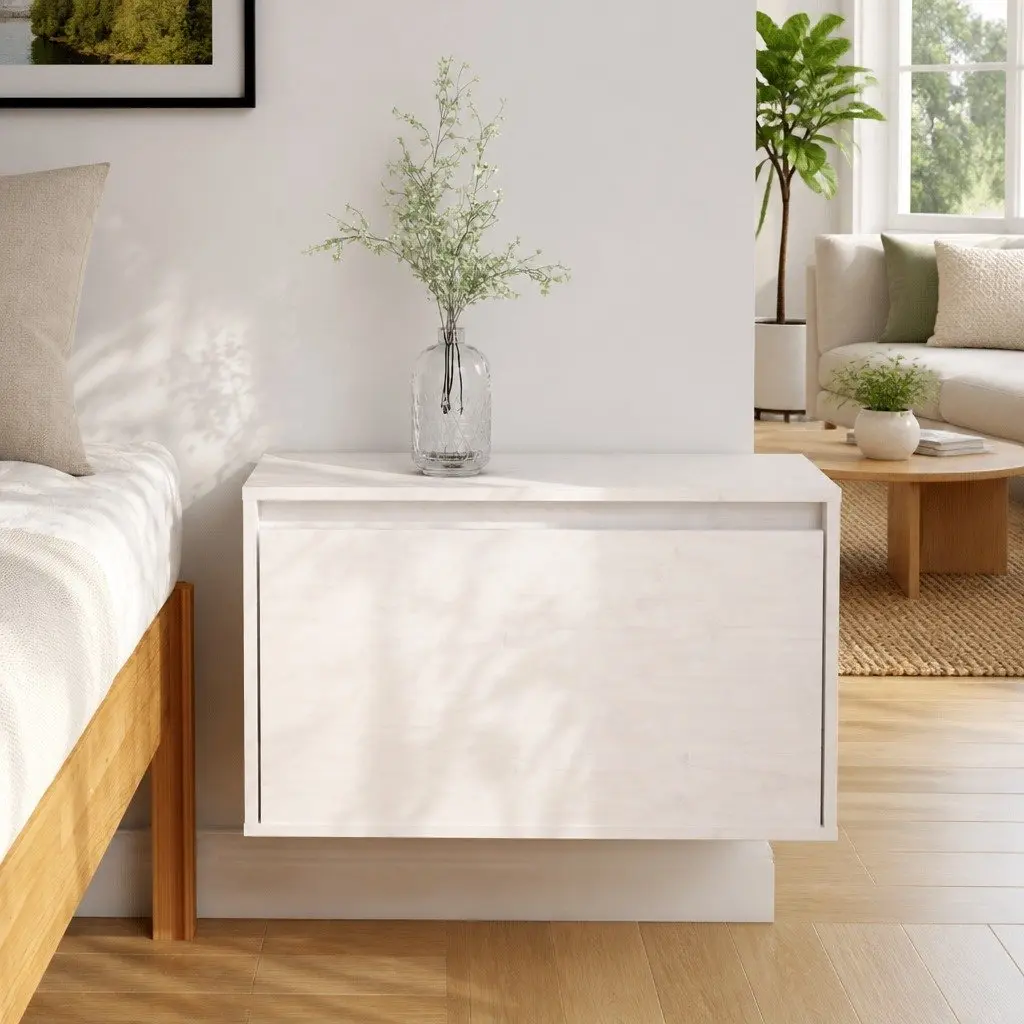 White Floating Shelving Unit Wall Cabinet for Storage
