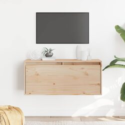 Brown Solid Wood Pine Floating Wall Cabinet 80x30x35 cm