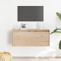 Brown Solid Wood Pine Floating Wall Cabinet 80x30x35 cm