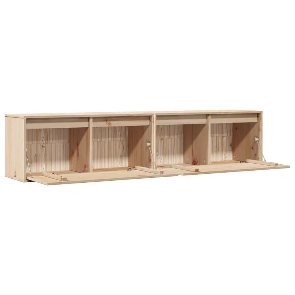 Wall Cabinets 2 pcs 80x30x35 cm Solid Pine Wood Floating Storage Shelves Brown