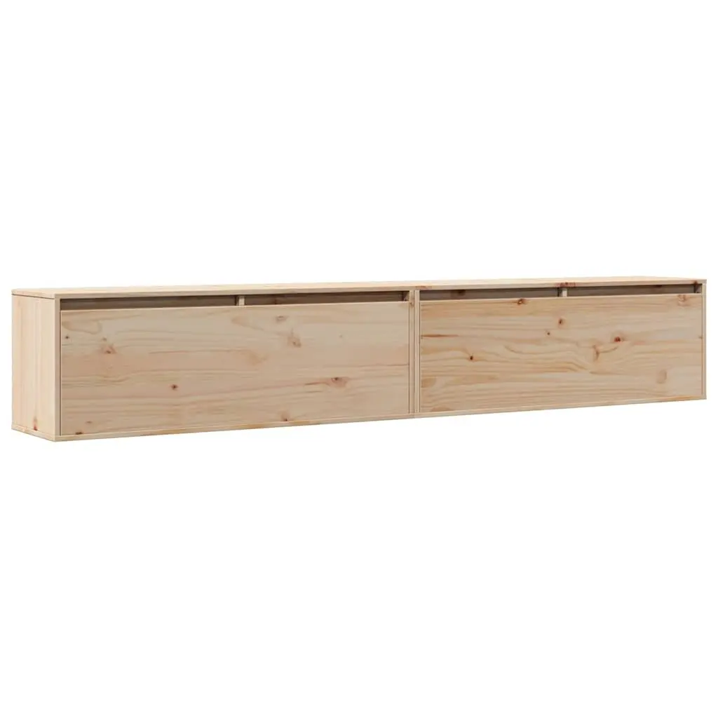 Brown Solid Pine Wall Cabinet 100x30x35 cm Floating Shelf