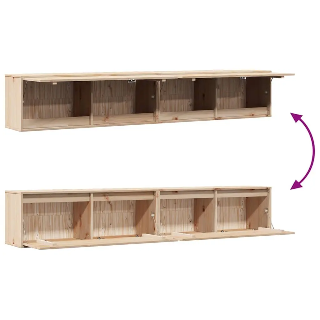 Brown Solid Pine Wall Cabinet 100x30x35 cm Floating Shelf