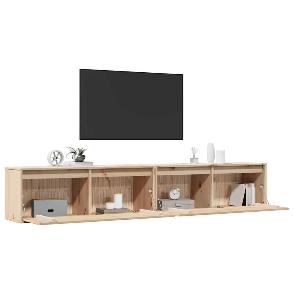 Brown Solid Pine Wall Cabinet 100x30x35 cm Floating Shelf
