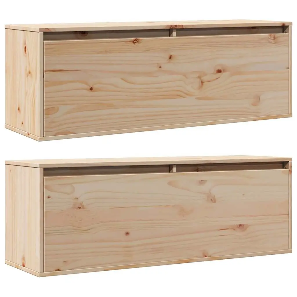 Brown Solid Pine Wall Cabinet 100x30x35 cm Floating Shelf