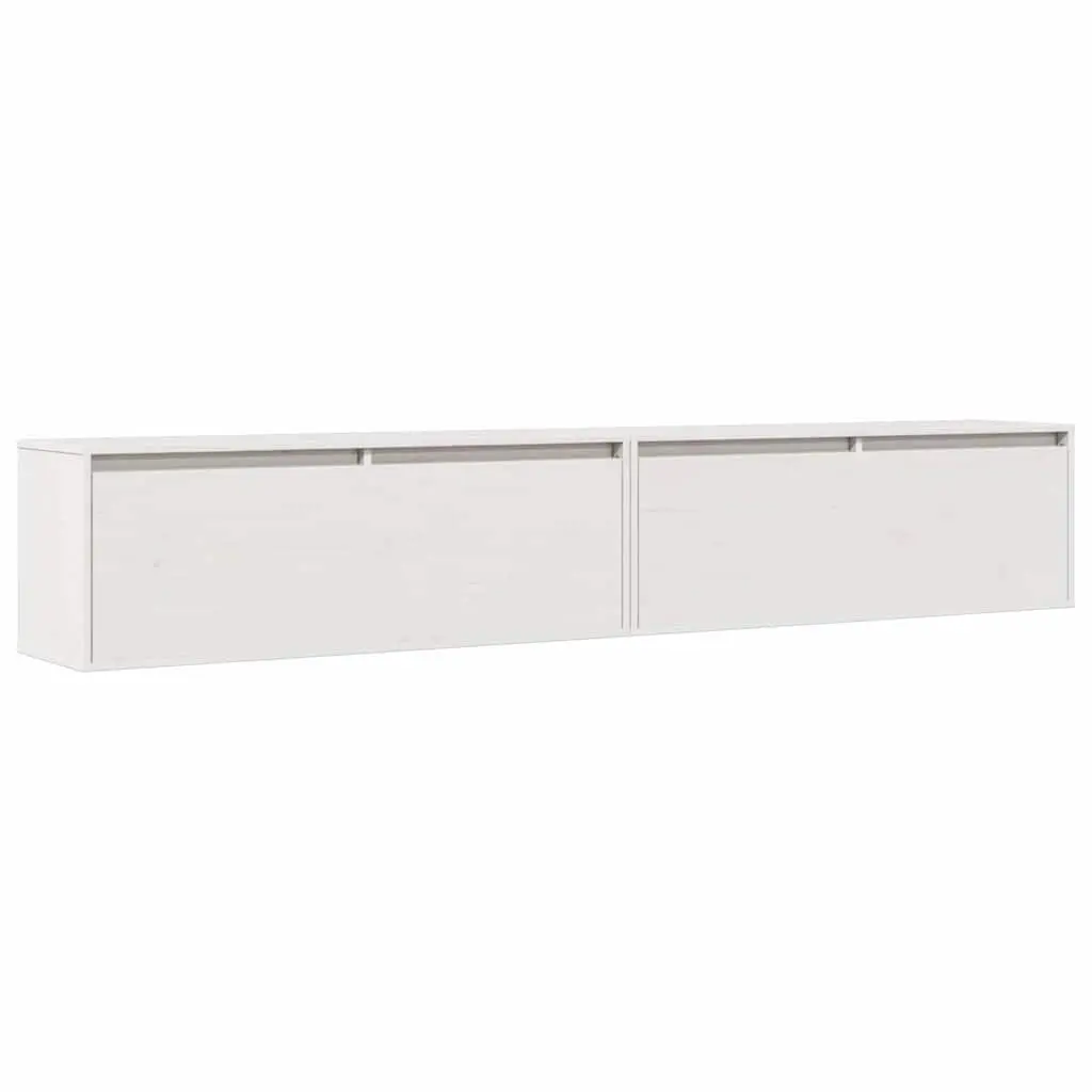 Floating Wall Cabinet 100x30x35 cm White Pinewood Unit